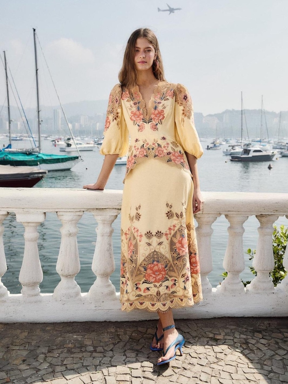 Farm Rio: Butter Yellow Embroidered Midi
Dress - DT - Picture 2 of 9